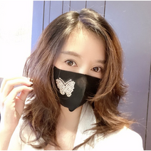 시크해 2829 나비블링 마스크 (2장) 여자마스크 여성 큐빅 나비마스크 예쁜마스크 연예인마스크 빨아쓰는 재사용마스크 숨쉬기편안한, 블랙+블랙