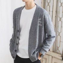 더맨쉽 오버핏 빅버튼 자수 브이넥 가디건 DLTGT23003