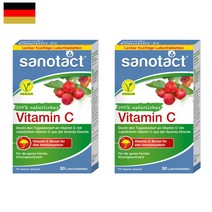 독일 Sanotact 자노탁트 아세로라 추출물 함유 천연 비타민 C 30정, 2팩
