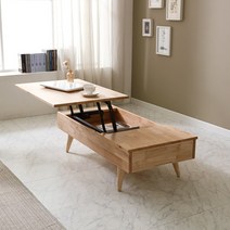 [NEW] 고무나무 원목 리프트업 거실 소파 테이블, 원목 색상