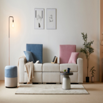 [비브이홈] 베니아 아쿠아클린 모듈 패브릭 소파, C타입(오트밀), 로즈핑크+로즈핑크+스카이블루