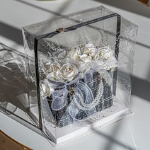 핸드메이드 핸드백플라워 꽃바구니 생일꽃바구니 결혼기념일꽃 라운드오프, 블랙