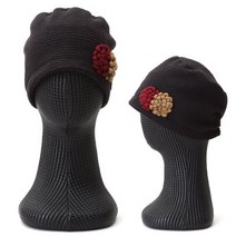 샵앤 여성 골지 방한 플라워 코사지 보넷모자 TRW-WH-0282-블랙