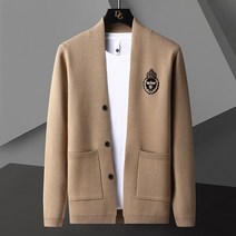 가벼운 럭셔리 꿀벌 자수 니트 가디건 남성용 봄 가을 트렌드 캐주얼 스웨터 코트