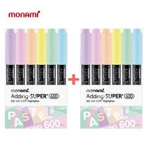 모나미 에딩슈퍼 형광펜 600 파스텔 6색 X 2개묶음, 기본