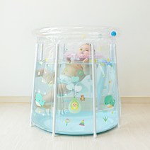 [성인용미니풀장] 이오맘 신생아 아기 수영장 베이비 스위밍 풀장 목튜브 EOMOM-001, 소형 투명 (70x70), 목튜브 구매안함