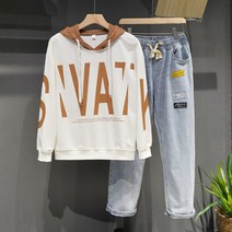 남성복 가을 겨울 맨투맨 세트 남성 패션 캐주얼 투피스 티셔츠 바지 세트 트레이닝 헬스 후드 인기코디