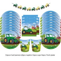 130x220CM 녹색 트랙터 테마 굴삭기 식탁보 트럭 차량 풍선 접시 컵 베이비 샤워 키즈 소년 생일 파티 용품, [11] 90pcs sticker
