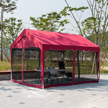 DZB 쉘터 천막 3X6 프레임+지붕+벽면 4면 캐노피 야외 캠핑 텐트 농막 테라스 정원 온실 업소용