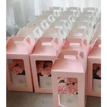 [5세트]손잡이 투명창 플라워 디퓨져 캔들 DIY 쿠키 컵 케이크 답례품 선물 상자 박스 케이스, 화이트