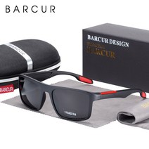 BARCUR 편광 선글라스 남성 TR90 초경량 빈티지 태양 ​​안경 광장 안경 oculos lunette 드 soleil 팜므