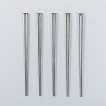 순차 항균 스테인리스 스틸 미끄럼방지 일반젓가락, 5개입, 혼합색상