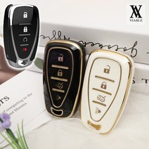 바이어블 쉐보레 차량용 TPU 스마트키 폴딩키 키케이스 키홀더 / 크루즈 라세티 아베오 트렉스 말리부 알페온, 01. 4버튼 A타입 (VA-TA15), 화이트골드