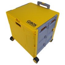 큐코리아 [뚜껑수납형] 접이식 쇼핑카트 폴딩카트 4바퀴 핸드카트 캠핑테이블 뚜껑, (뚜껑수납형_대형)옐로우/그레이