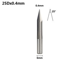 XCAN-CNC 조각용 비트 6mm 생크 15/20/25/30 도 V 모양 엔드밀 CNC 라우터 2 플루트 밀링 커터 목재, 25Dx0.4mm