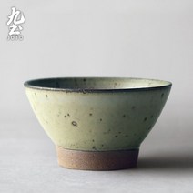 수제 석기 흰 밥 그릇 식기 가정용 복고풍 국수 그릇 간단한 두꺼운 흙 그릇 전자 레인지, NONE, 색상 분류: 그레이 브라운 그린
