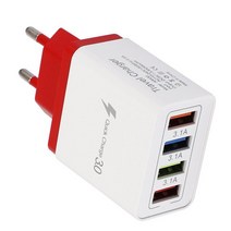 EU/US 플매트 카펫 러그 4 USB 포트 휴대용 충전기 충전 헤드 유도 휴대폰 전화 어댑터, [05] EU 5