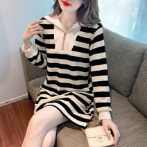 잇츠스타일 봄 스프라이트 긴발 지퍼 빅카라넥 원피스