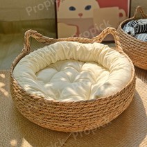 라탄 볏짚 새끼줄 고양이 쿠션 하우스 스크래쳐 꾹꾹이 고양이집, 하우스+쿠션B