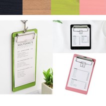 걸이용고리 식당 우드 빌지판 계산서꽂이 카페 서류철 메뉴판 미용요금, 1개, 110/연두
