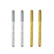 방수 영구 페인트 마커 펜 금속 골드 실버 공예품 수지 몰드 미술 그림 학생 용품, [02] 4pcs