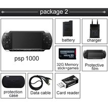레트로게임기 휴대용 가정용 추억오리지널 PSP 리퍼브 1000 PSP-1000 게임 콘솔 16 32GB 64GB 128GB 메모리, 02 package 2