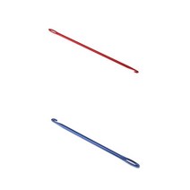 FCSHOP 구멍이있는 2pcs 아프간 크로 셰 뜨개질 후크 뜨개질 바늘 손 뜨개질 도구, 빨강 노랑 랜덤, 금속
