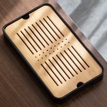 밀른 직사각형 다기 차판 대나무 퇴수기 차반 블랙, 상세 참조