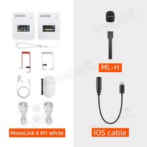 무선마이크 방송용 ASMR 스튜디오 핸디 Godox MoveLink II 무선 라발리에 무지향성 마이크 송신기 휴대폰 DSLR 카메라 M1, 7.II M1 White Kit 6