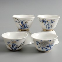 청화골드 사군자 찻잔 다기잔 다도잔 50ml 4종선택 712764EA, 대나무