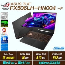ASUS TUF FX506LH-HN004 + Win10 Pro Win11 Pro 포함 / 신모델 ASUS TUF F15 FX506HF-HN001 교체 발송, 16GB, 1025GB, 인텔 코어 i5 10300H, 본파이어 블랙