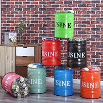 인테리어 깡통 스툴 고깃집 드럼통 원형 보조 철제, 아미 그린 높이 45 폭 30cm