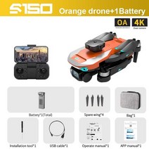 미니 레이저 포인터 발표 KOHR s150 6k esc 듀얼 카메라 드론 4k 광학 흐름 위치 지정 4면 브러시리스 모터 장애물 회피 쿼드콥터 장난감 비행기 rc 무선 제어 미니r, 4.Orange-4K-OA-1B