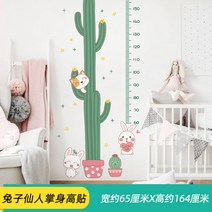 템바보드 아동 측정 키 신경을 붙인 기방 장식벽 스티커지 표준길이 3d입체 거실 벽면 인테리어 그림스티커, T08-토끼 선인장 키 부착