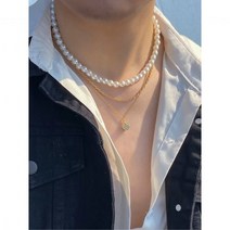 3개 남성 입방체 인조 진주 장식 목걸이