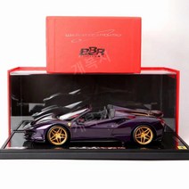 BBR 페라리 FERRARI 488 Spider 다이캐스트 모형 자동차 1:18 퍼플, 퍼플-블랙 가죽 베이스