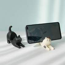스트레칭 고양이 스마트폰 거치대, 화이트
