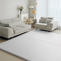 쁘띠메종 2단 폴더 거실매트 리넨 210X140X4cm, 리넨베이지X웜그레이