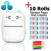 사진 인쇄기 인화기 휴대폰 프린터 휴대용 미니 고양이 프린터 포토 포켓 열전사 라벨 58mm 인쇄 무선 블, 11 BLUE PLUS 10 STICK