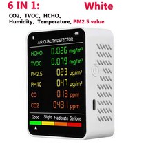 공기질측정기 이산화탄소 일산화탄소 가정용 미세먼지 VOC 파티클 측정기 다기능 163, type2 6 in 1 흰색