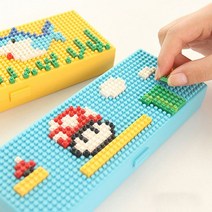 [모비딕컴퍼니] 메쉬파우치 학생필통 분리필통 필통선물 봉제파우치 팬시류 초등필통 phiao, 잇★ 빠띠라인 나노블럭 필통 블럭연필케이스 투명펜파우치, 잇★ 여자