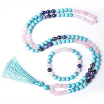 108배 염주 단주 향나무 보리수 묵주 불교 목걸이 8mm blue rose 0, 세트