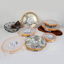 원리빙 스테인레스 스텐반찬통 찬통 칸막이 나눔 도시락 배달 밀폐 찬합 3칸~6칸, 3칸-대
