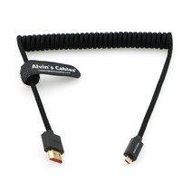 Atomos Ninja V 4K-60P 레코드 용 8K 2.1 마이크로 HDMI-HDMI 꼰 코일 케이블 Canon-R5C R5 R6 48Gbps HDMI, 02 Black