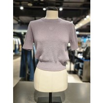 캘빈클라인진 여성 벌룬 반팔 니트 탑 J222165-PC1, 퍼플(PC1)