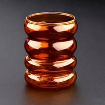 크리에이티브 유리 컵 웨이브 모양 물병 내열 주스 우유 커피 차 머그잔 홈 오피스 카페 음료 용기 선물 300ml, 주황색