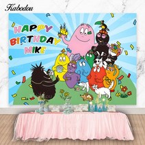 Kabodou Barbapapa 가족 사진 배경 생일 축하 베이비 샤워 장식 배너, 05 07_16 Polyester 250x150cm