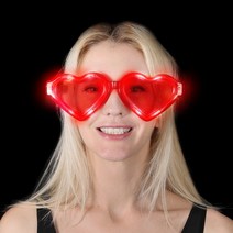 야광맨 LED 왕하트 선글라스 (1pcs) 단색 이색안경, [옵션01] LED왕하트 선글라스+AG13 배터리 3개