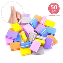 미니 광택기플렉스 전동드릴광택 소형 폴리셔 세차 자동차무선 셀프 50/20/10PCS 네일 버퍼 블록 폴란드어 샌딩 파일 사포 폴리 셔 아트 스폰지 매니큐어 도구, [09] Random color 50PCS