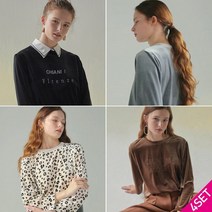 [KT알파쇼핑]4SET [홈쇼핑방송/르오트(LeOT)] 로얄 소프트 벨벳 티셔츠 4종세트-사이즈 55~99다양